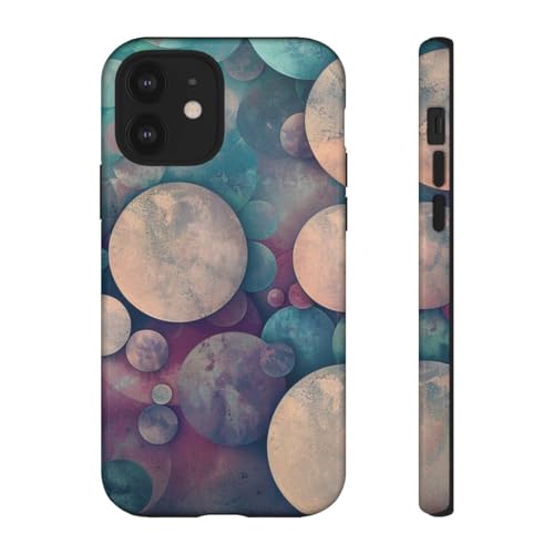 Coque iPhone 12 compatible rigide motif cercles multicolores rêveurs