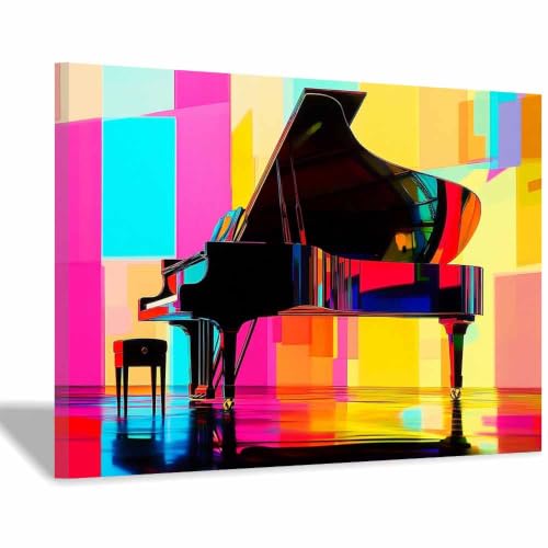 Toile musique colorée pour décorer une chambre d'ado - Cadre déco murale abstraite rose