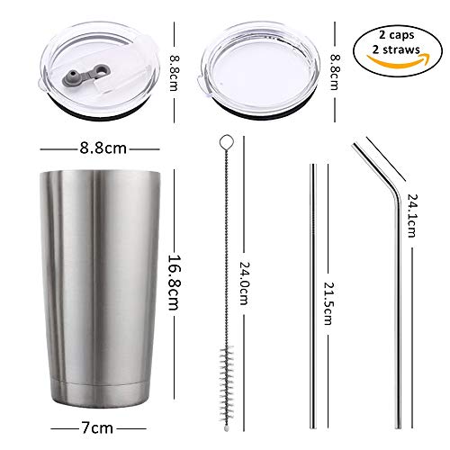 Y·JH 20oz (550ml) Vaso de viaje de Taza de café con aislamiento al vacío de doble pared Taza de café de acero inoxidable… - Imagen 3