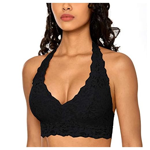 Neckholder BH-Träger rückenfrei 10 mm transparent 991982 3 DOBREVA Damen Bralette Spitze Neckholder Sexy BH ohne Bügel Gepolstert Schwarz L