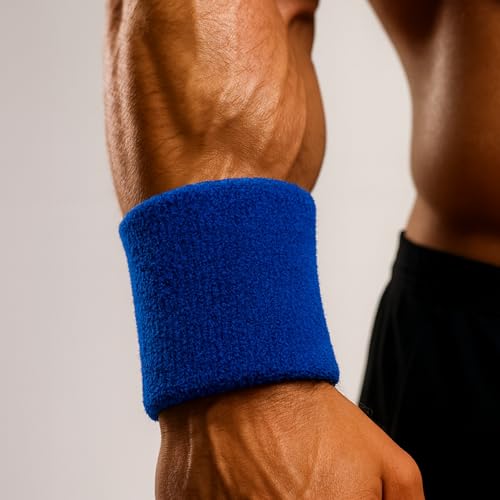 Munhequeira Atoalhada Ultra Absorvente Secagem Rápida Par 2 Peças (Azul)