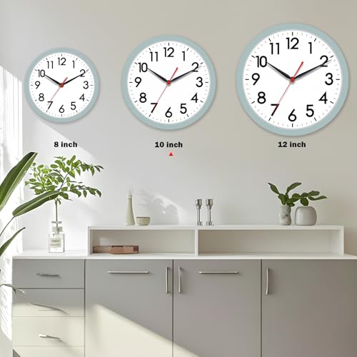 Image of AKCISOT Wall Clock, Modern Small Wall Clocks Battery Operated 10 Inch, Silent Non-Ticking Analog Classic for Office, Home, Bathroom, Kitchen, Bedroom, School(Blue Gray)