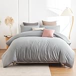 Soifox King Size Duvet Cover Set - Grey Bedding Set Kingsize Bed with Zipper Closure, Soft Microfiber Duvet Cover with 2 Pillowcases, Gray