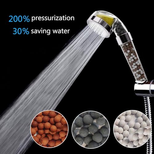 Duschkopf Handbrause mit Vitamin C, Mineral Ball Blend for Shower Head, Erhöht den Wasserdruck, Mineralkügelchen, Einfache Installation, Reduzieren Chlor Kalk Fluor für Arockene Haut & Haare (Style 1)