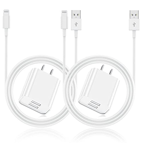 iPhone Charger and Wall Plug, 2Pack 6ft Lightning Cable Cord with Fast Dual Port USB Charging Adapter Block Box for Apple iPhone 14 Pro Max/13 Pro/12 Mini/11/XR/X/XS Max/8/7/6S Plus/SE/5C/iPad