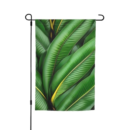 Feuille de bananier verte imprimée 30,5 x 45,7 cm pour porche toutes saisons pour extérieur, décoration de cour, patio, décoration de cour
