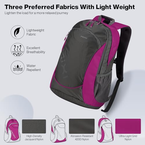 mixi Ultra Lightweight Backpack 45L Waterproof Casual Backpack for Travel Sports Camping Hiking College Back Pack Daypack for Men Women, 21 inch-Rose Red - Image 6