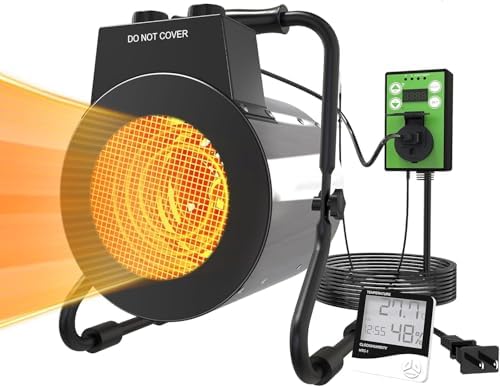 Electric Greenhouse Fan Heaters with Thermostat: What You Need to Know 8 Electric Greenhouse Heater with Thermostat - 1500W Stainless Steel Outdoor Fan Heater, Fast Heating, Overheat Protection, Heating for Garage, Flower Room, Grow Tent