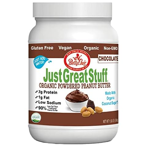 Betty Lou's 100% Organic Chocolate Peanut Butter Powder | Gluten Free, Vegan, Low Calorie, All Natural, High Protein | Deliciously Healthy Nut Butter | Just Add Water (1.5 Lbs) Cover
