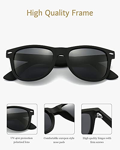 ANRRI Classic Square Sunglasses Mirrored Polarized Lens with Black Frame4
