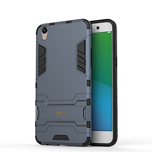 Image of Heartly Graphic Kickstand Hard Dual Rugged Armor Hybrid Bumper Back case Cover for Oppo r9 Plus - Navy Black - Black