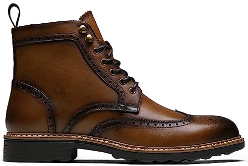 Jousen Dress Boots For Men Premium Leather Wingtip Formal Casual Dress Mens Boots(Amy8159 Brown 11) #TOP24