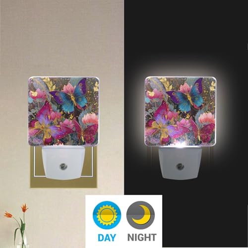 Lámpara nocturna con sensor y diseño floral, 2 unidades miniatura 4