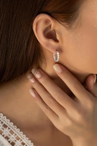 14K Gold-plated Cubic Zirconia Women's Earrings | Elegant Cubic Zirconia Gemstone Earrings with Inner Buttons3