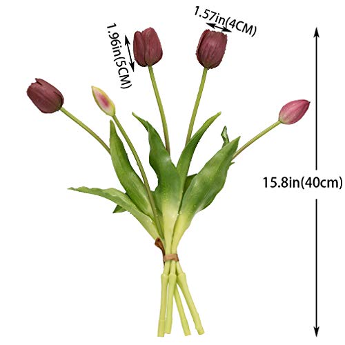 DUYONE 15pcs Artificial Tulips Flowers, Real Touch Latex Bouquet - Image 2