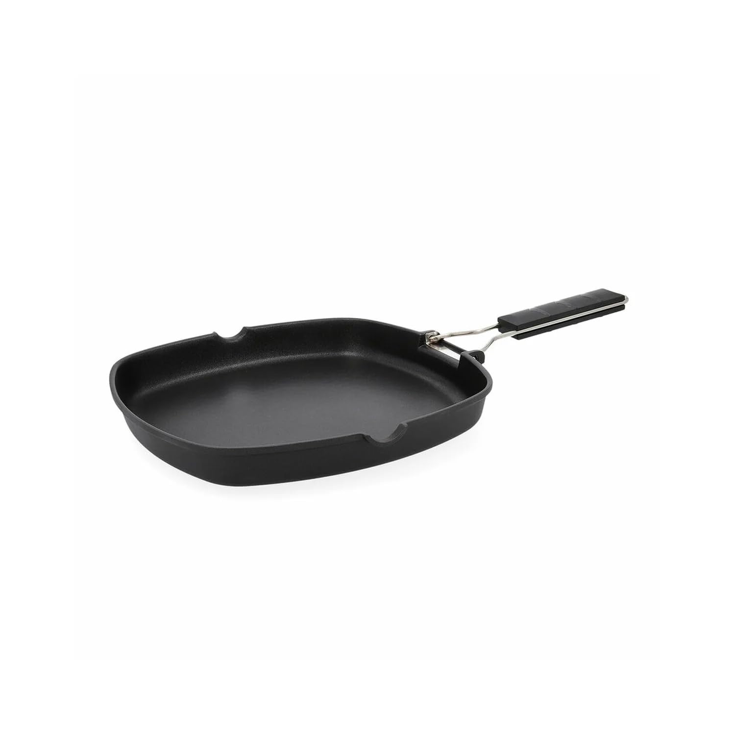 Avilia Parrilla antiadherente apta para todas las placas de cocción – Sartén con mango plegable, para asar pescado, carne y verduras, de aluminio, 28 x 28 cm