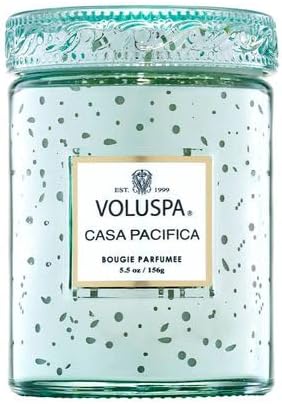 Voluspa Casa Pacifica Candle | Small Glass Jar | 5.5 Oz. | 50 Hour Burn Time | Hand-Poured Coconut Wax for a Clean Burn | Handcrafted in The USA