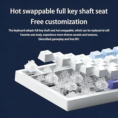 FKZ K75 Mechanical Keyboard with Knob Screen,75% Hot Swap Tri-Mode Bluetooth 5.0/2.4G Wireless/Type-C Wired RGB Gaming Keyboard PCB Gasket Mount Custom Creamy Blue&White Keyboard