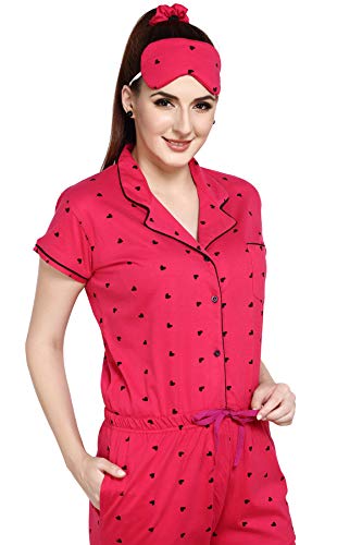 Image of Evolove Women's Cotton Full Sleeves Collared Night Suit Set /Top Pyjama Set Super Soft Comfortable (Nightsuit-Collar-FS-1)