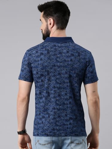 Image of KRYPTIC Men Cotton Printed Half Sleeve Regular Fit Polo Tshirt(Blue;M)