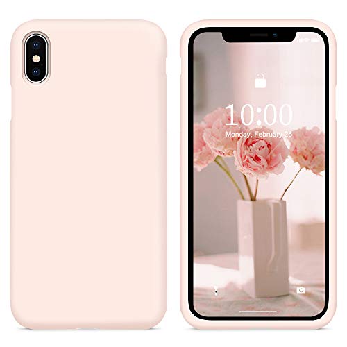 SURPHY Coque iPhone XS Max 6,5'', Coque iPhone XS Max Anti-Choc Silicone Liquide Ultra Mince Fine, Housse Etui de Protection pour iPhone XS Max (2018), Pink Sand