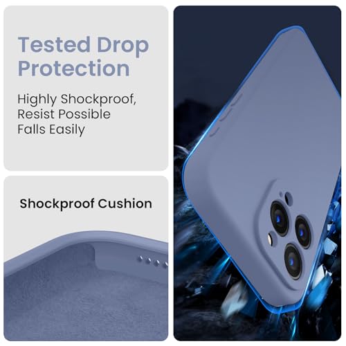 Image of FireNova Designed for iPhone 15 Pro Max Case, Silicone Upgraded [Camera Protection] Phone Case, Soft Anti-Scratch Microfiber Lining Inside, 6.7 inch, Lavender Gray