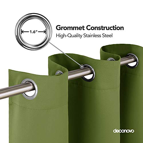 Image of Deconovo Thermal Blackout Grommet Window Curtain Panel for Large Window 52 Inch by 95 Inch,Dark Green,1 Panel