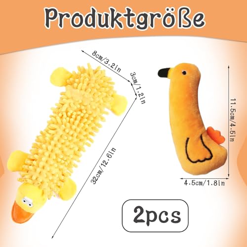 MXYZQDE 2 PCS Anti Stress Ente Hund, hundespielzeug langlebig und bissfest Kuscheltier für Hunde ideal zur Stressbewältigung für Ihre Fellnase und Spielzeug für Hundewelpen und ältere Hunde