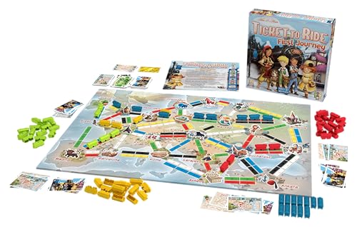 Image of Asmodee Ticket to Ride Europe First Journey Board Game - Strategic Train Adventure, Family Fun for Kids & Adults, Ages 6+, 2-4 Players, 15-30 Minute Playtime