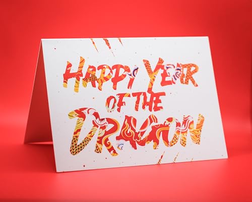 Image of Happy Year of the Dragon Lunar New Year 2024 Greeting Card, 5x7 inches (Pack of 8)