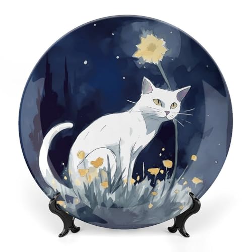 Plato decorativo de porcelana Bone China blanco 6 pulgadas miniatura 1