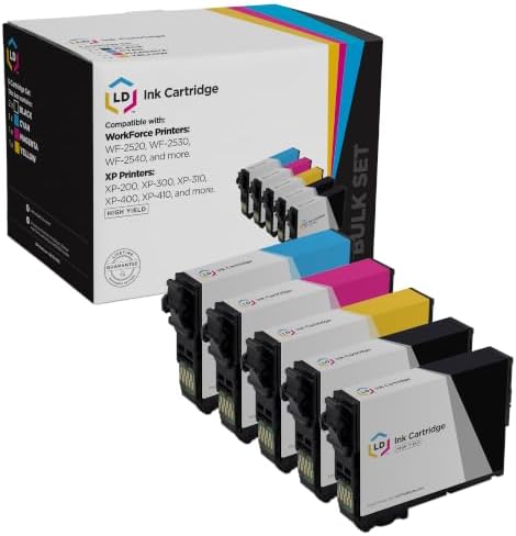 LD Remanufactured Epson 200 / 200XL / T200XL Set of 5 HY Ink Cartridges (2 Black, 1 Cyan, 1 Magenta & 1 Yellow) for Expression XP-200, XP300, XP-310, XP-400, XP-410 & WorkForce WF-2520, WF-2530