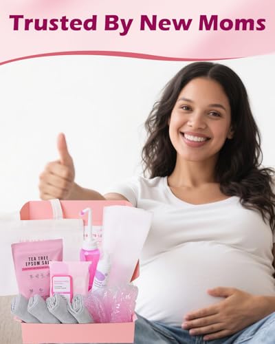 Postpartum Essentials Kit - Peri Bottle,Perineal Ice Packs,Perineal Healing Foam,Disposable Underwears,Cooling Pad Liners,Bath Salts,Canvas Bag,Card,Postpartum Gifts for Mom - Image 9
