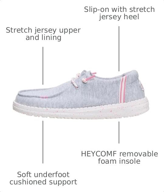 HEYDUDE W Wendy Stretch Jersey Varsity Slip On Shoe, Medium Grey Size 8 - image 3
