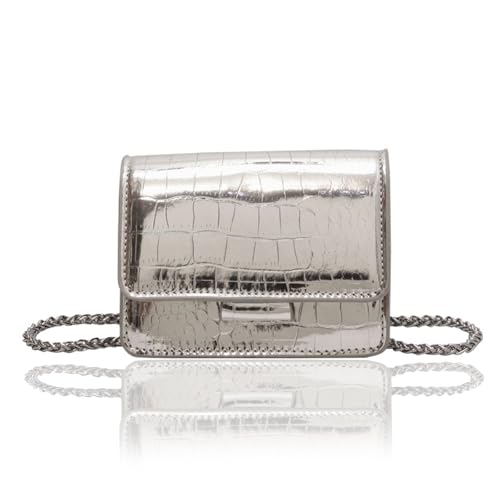 Image of Small Crossbody Purse Bag for Women,Y2K Cute Metallic Croc Handbag