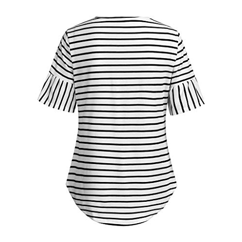 Pregnancy Tops Shirt For Short Blouse Tops Women's Breastfeeding Sleeve Striped Maternity (Black, L) #TOP2