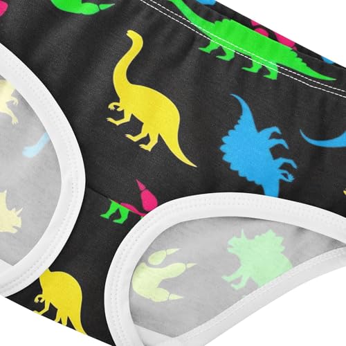 Girls Underwear Toddler 2t Cotton Girl Panties Cute Florals Underpants Briefs Colorful Dinosaur Footprints Black4