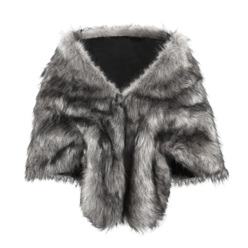 Women Faux Fur Shawl Bridal Wedding Fur Stole Cape 1920s Winter Cloak Warm Scarf Shoulder Wrap for Evening Dresses3