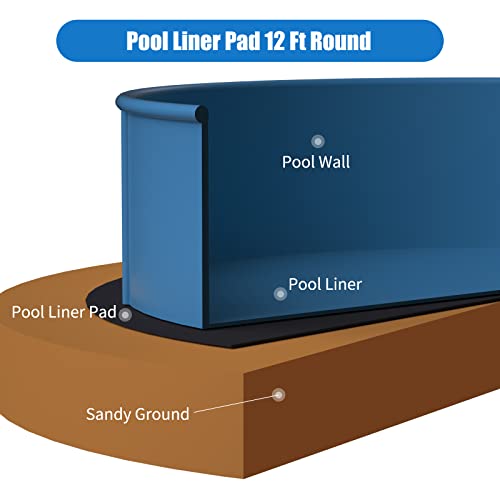 Pool Liner Pads For Above Ground Pool : Pre-Cut For 12' Round Pools - Premium Felt Fabric Pool Liner Pad - Protect Your Pool Liner From Punctures And Leaks - Easy To Install And Trim (12' Round) #TOP3