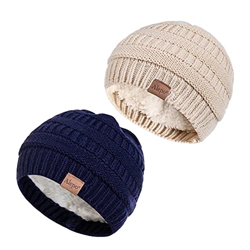 Image of Alepo 3 Pack Baby Beanie Hats for Girls Boys, Soft Warm Fleece Lined Baby Winter Hat for Newborn Infant Toddler Kids, Cute Cozy Knitted Beanie Cap for Cold Weather-09