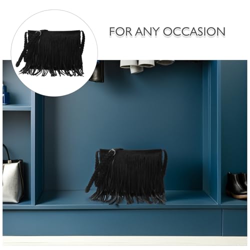 Image of Fringe Crossbody Handbag: Black Fringe Purse Crossbody Bag For Women Summer