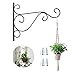 Produktbild Bestenrose 2 Stück 10" Blumenampelhalter Eisen hängende Pflanzen Halterung dekorative Wand Pflanzer Kleiderbügel Haken mit schwarz Schrauben für Vogelhäuschen Laternen Windspiele(schwarzes)