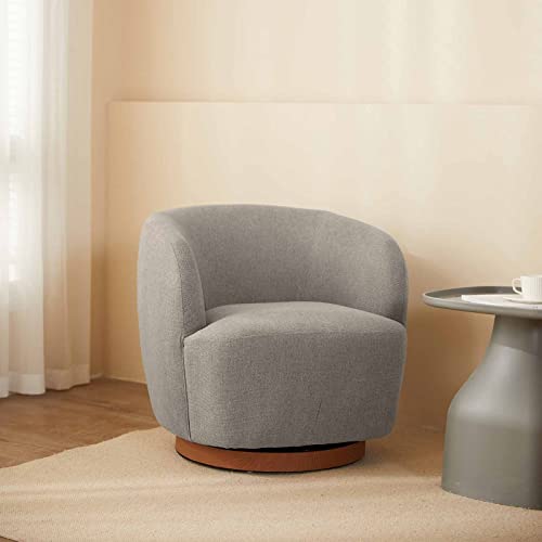 Sepnine Modern Swivel Accent Chair,Living Room Armchair With Curved Back,Linen Fabric Upholstered Round Barrel Chair For Bedroom #TOP1