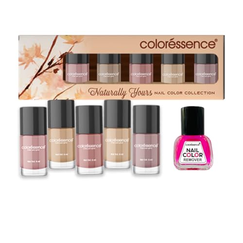 Image of Coloressence Naturally Yours Nail Paint Kit, Set of 5 with FREE Nail Polish Remover | Glossy Finish | Quick Dry | Chip Resistant