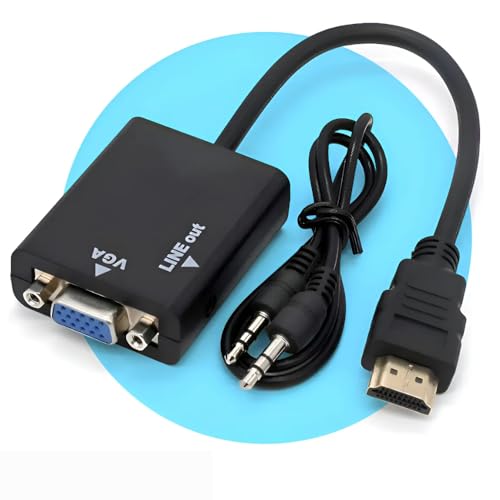 Cabo Adaptador HDMI para VGA Premium com Áudio P2 Full HD 1080p Plug & Play para PC Notebook TV Projetor Game
