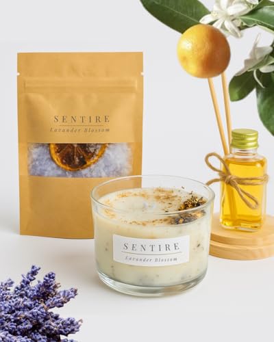 Kit de Relaxamento SENTIRE: Vela aromática vegetal 120g, Sais de ...