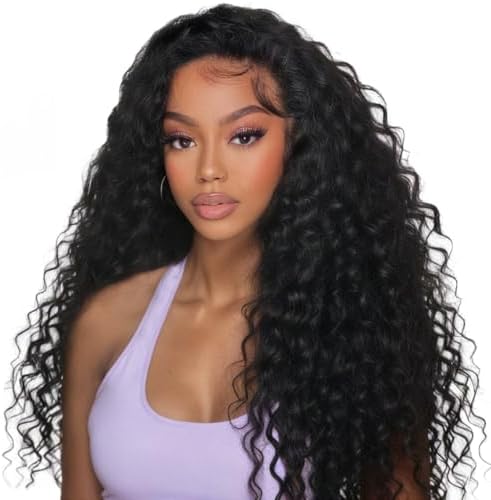 XSY Half Wig Human Hair Deep Wave 20 Inch Curly Half Wig 3 In 1 Drawstring Seamless Flip Over Glueless Wear and Go Half Wigs for Black Women Beginner Friendly 180% Density Natural Black