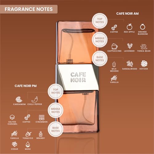 Image of Cafe Noir Long-Lasting Extrait De Parfum I Dual-Chamber with 2 scents I Premium Fragrance with Warm Coffee-inspired Gourmand Notes I Unisex EDP from France I Gift for Man & Woman, 50ml