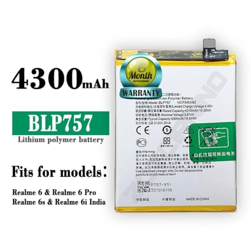 Image of Original BLP757 Battery for Realme 6 /6 Pro, / 6S RMX2002 RMX2001RMX2061, RMX2063 Battery with 6 Month Warranty**** (N100)
