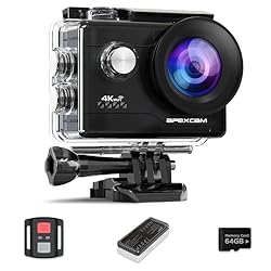 Apexcam Cámara Deportiva 4K60 EIS con Tarjeta de M...: 📸【4K 64MP e Impermeable 40M】 Esta cámara deportiva se actualiza a 64MP, y tiene 4K / 60fps, 4K / 30fpS, 1080P / 60fps, para que usted pueda capturar el momento maravilloso. La carcasa está hecha de materiales mejorados y duraderos y tiene una clasifi...
